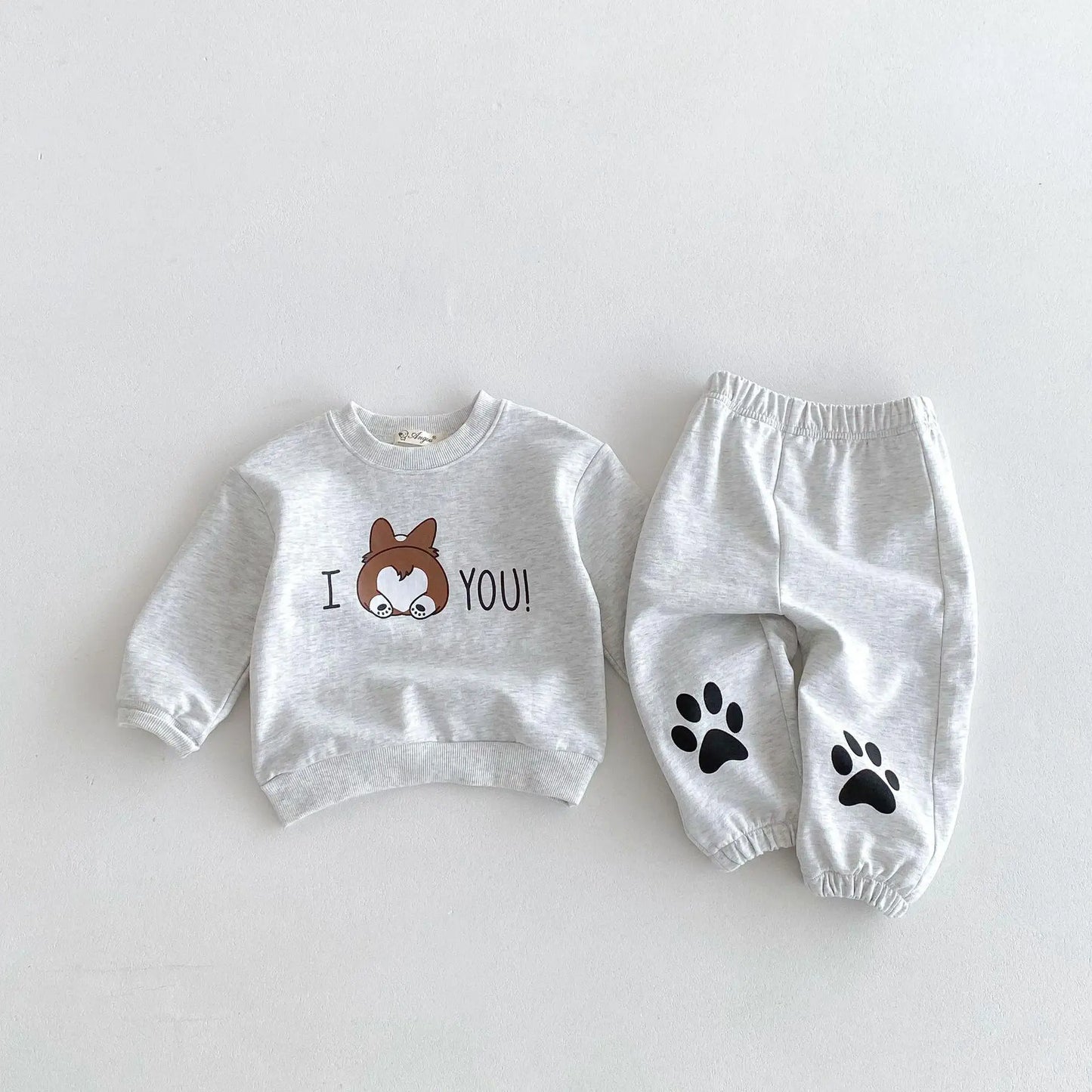 Children Casual Sweatshirt+Pants 2pcs Suit Autumn Baby Cartoon Print Letter Clothes