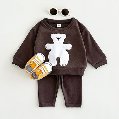 Boy Girl Clothes Loose Pullovers Sets Cartoon Animals Tops+Pants 2PCS Outfit