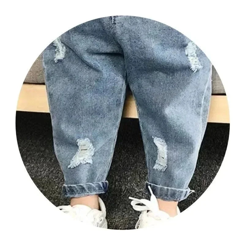 Boys Casual Jeans Children Denim Ripped Jeans