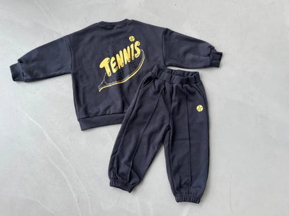 New Boy Girl Children Tennis Print Cotton Long Sleeve Tops + Pants