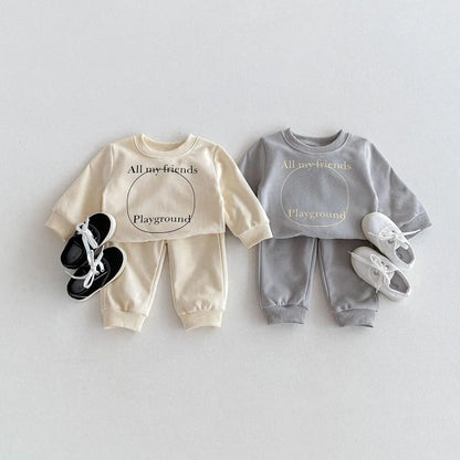 Boy Girl Letter Print Sweatshirt Sweatpants Set Baby Cotton Long Sleeve Tops + Pants