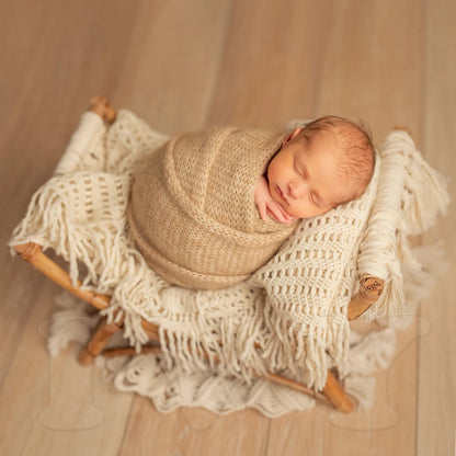 Newborn Soft knitted fringe blanket Neonate Photo Flokati Posing Accessory