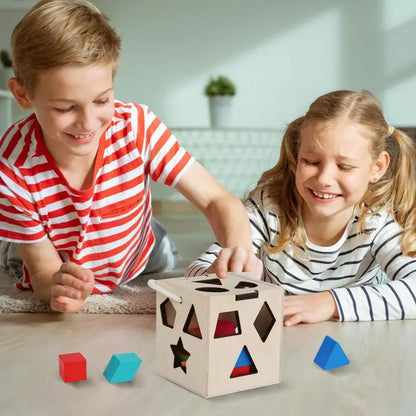 Shape Sorter Toy Shape Sorting Cube Montessori Shape Matching Toys