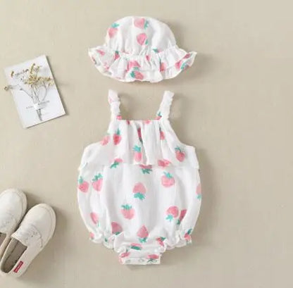 Baby Girls Flower Cotton Jumpsuit One piece Outfit Newborn Baby Romper