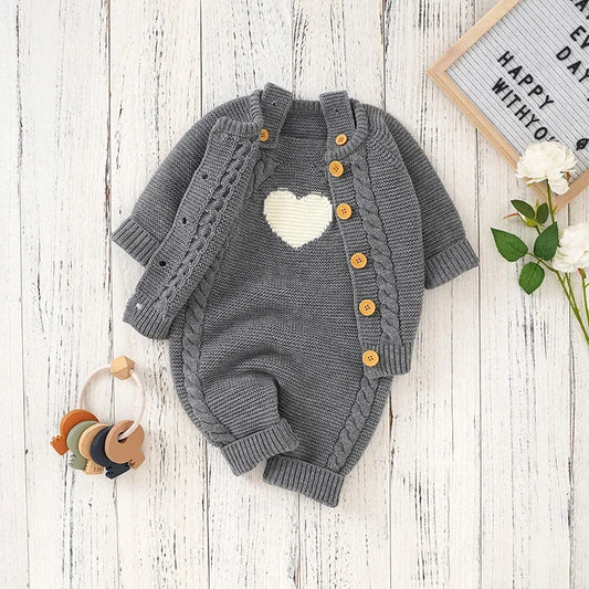 BloomLayer Set – Sleeveless Romper with Soft Knit Sweater