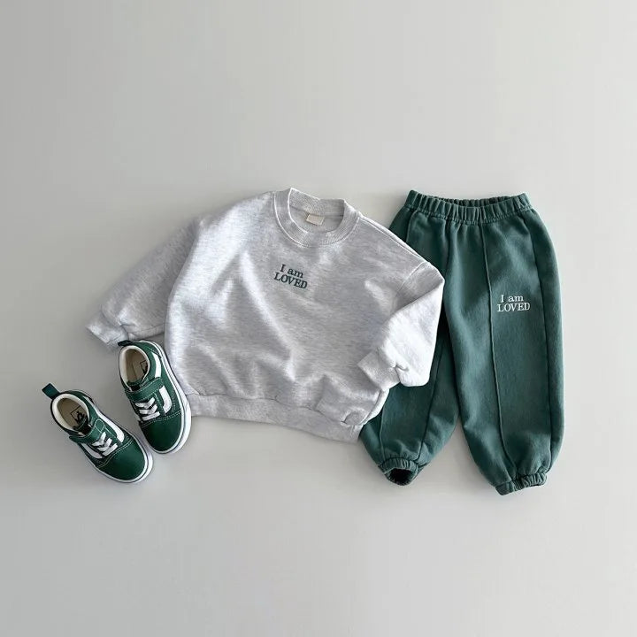 Baby Long Sleeve Clothes Set Boy Girl Children Embroidery Letter Cotton Tops + Pants