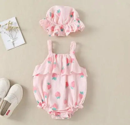 Baby Girls Flower Cotton Jumpsuit One piece Outfit Newborn Baby Romper