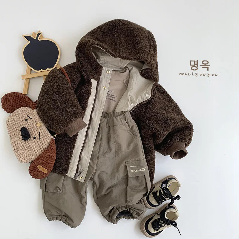 Boys Girls Coats Padded Thickened Casual Zipper Jacket For Children