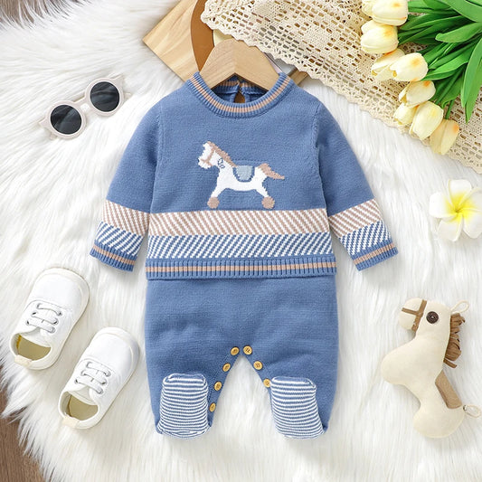 FoalHug Romper – Cozy Knit Jumpsuit for Babies