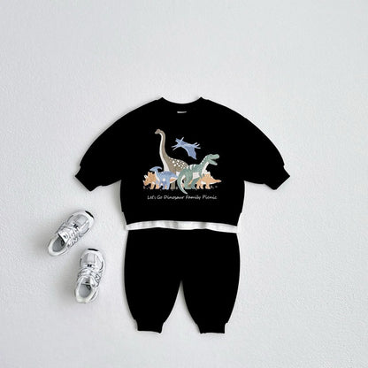 Baby Long Sleeve Clothes Set Infant Boy Cute Dinosaur Print Sweatshirt + Pants