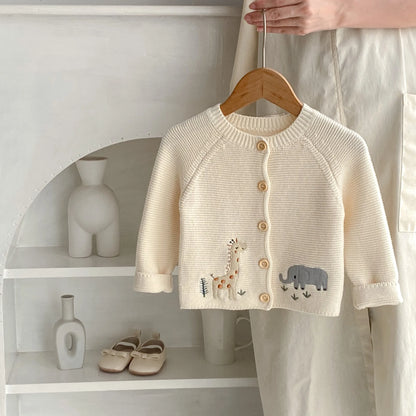 Baby Sweaters Boy Girl Embroidery Kinteed Cardigan Tops Coat Jacket