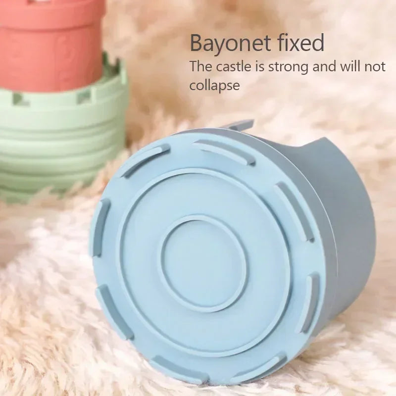 Baby Cartoon Silicone Castle Stack Cup Toys Digital Cognitive Building Blocks for Kids