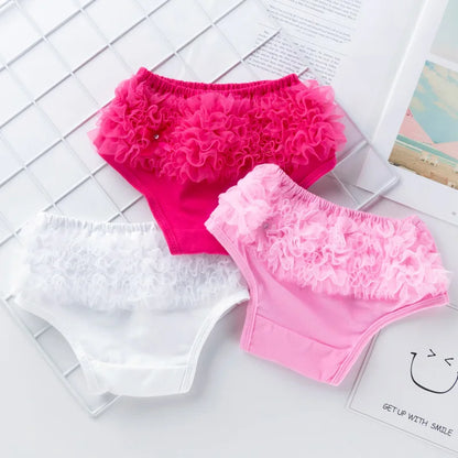 Girls' PP Pants Solid Color Cute Mesh Baby Cotton Shorts