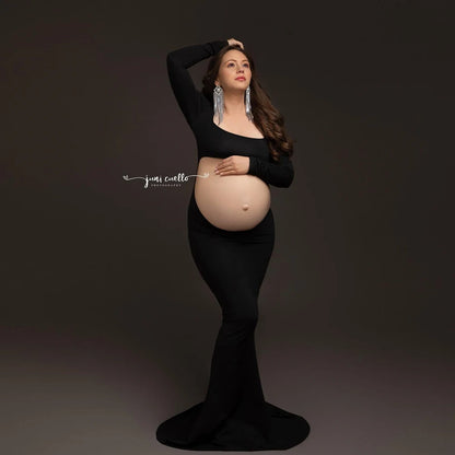 Stretch bodice dress Photography Accessories Pregnant Women Exposed Belly Skirt