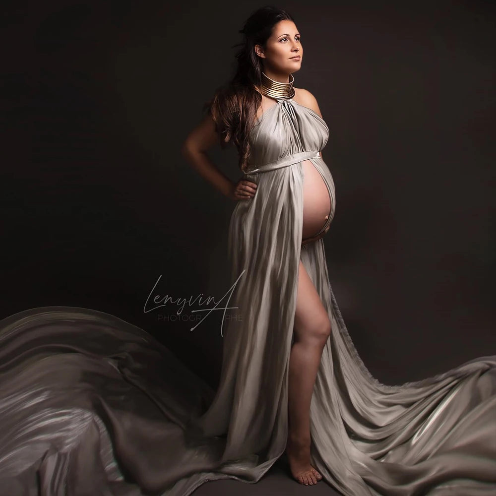 Gold Color Leather African Posing Props For Pregnant Women Photography