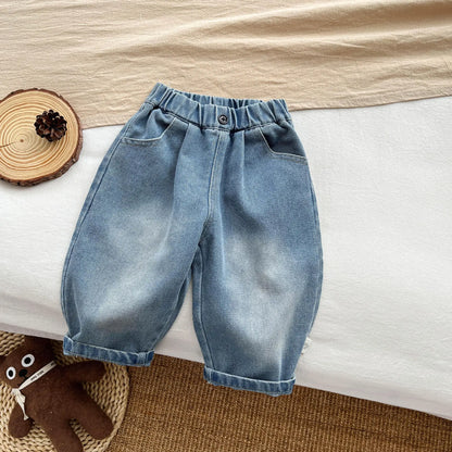 New Baby Girl/Boys Loose Denim Trousers Solid Infant Toddler Casual Pants