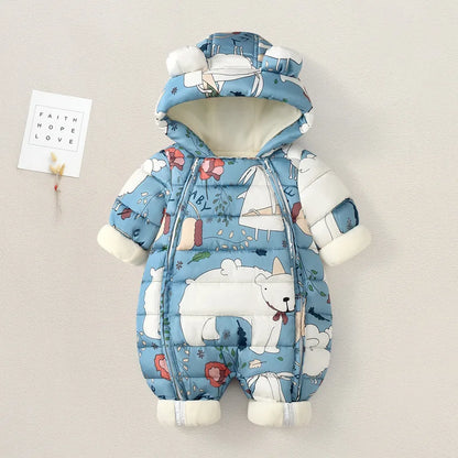 New born Baby Girl clothes Winter wear Snowsuit Plus Velvet Thick Baby Boy Jumpsuit Romper Overalls Toddler Coat infant overcoat