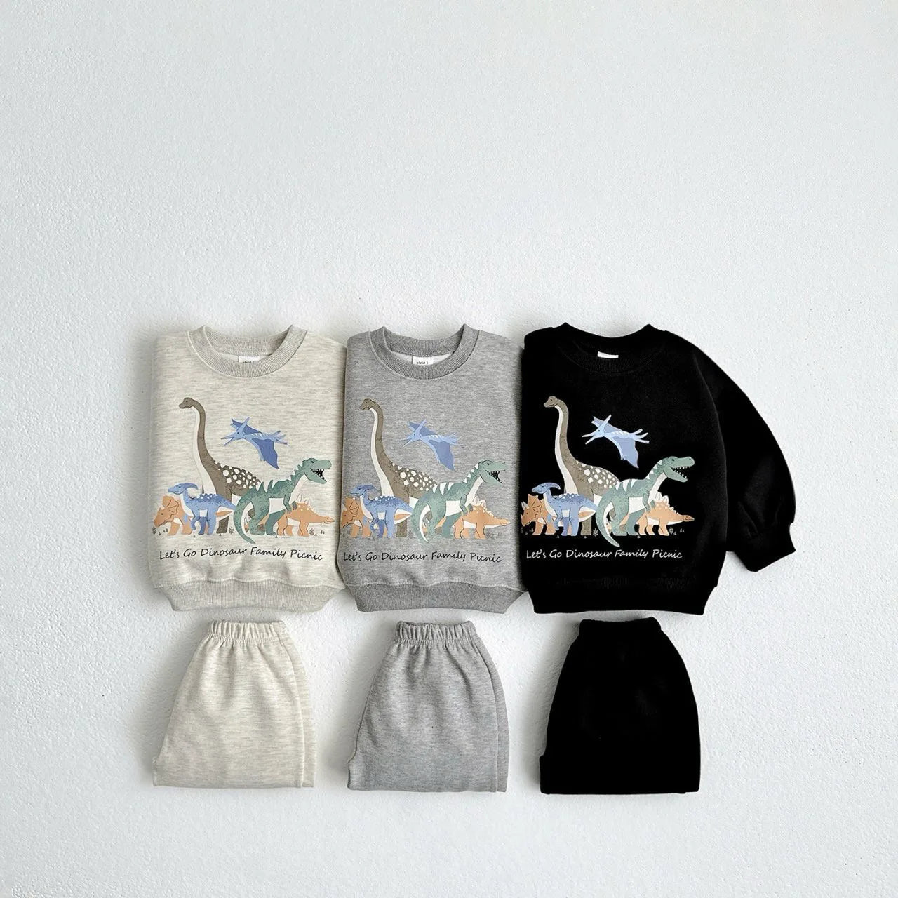 Baby Long Sleeve Clothes Set Infant Boy Cute Dinosaur Print Sweatshirt + Pants