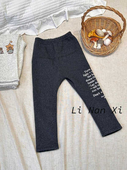 Boys Fleece Thick Pants Girls Casual Trousers Baby Loungewear