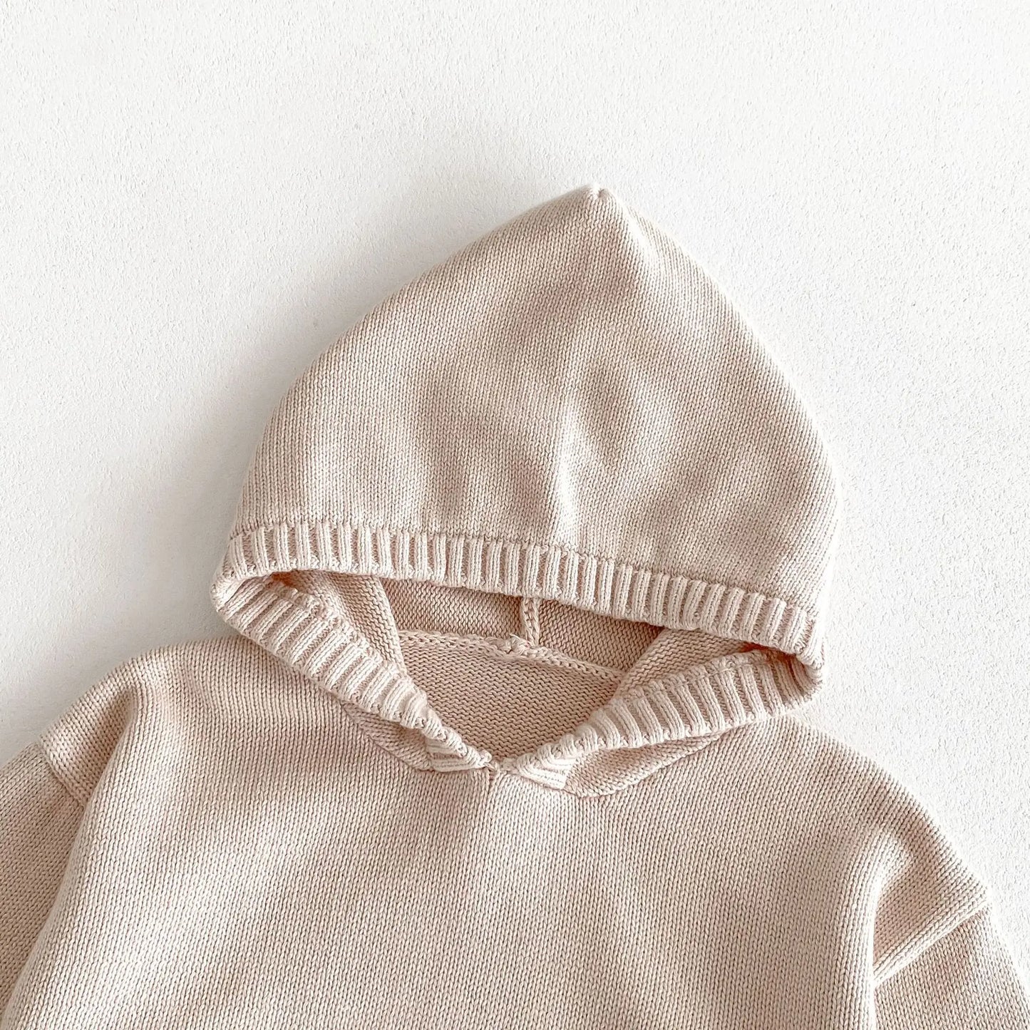 Boy Girl Solid Knitted Hooded Long Sleeve Hoodies Sweaters