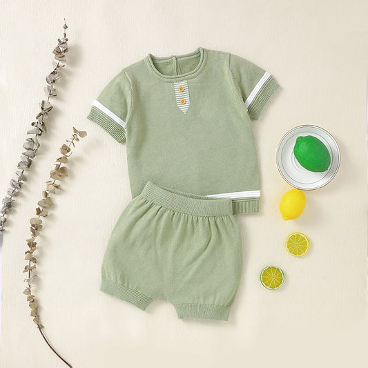 BreezyCotton Baby Set – Knitted Tops & Pants, Soft & Comfy