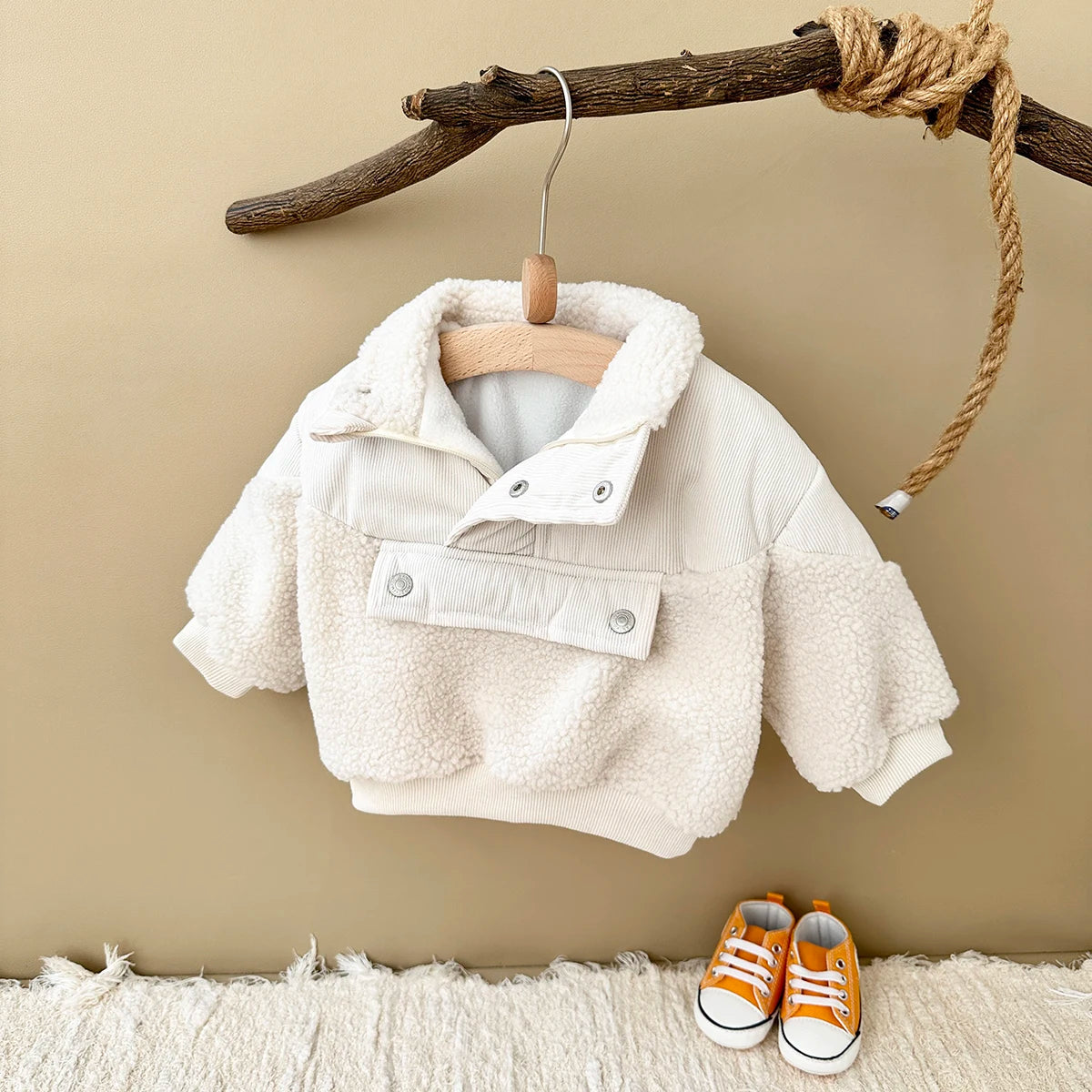 Baby Cotton Coat Solid Colour Zippered Jacket Top