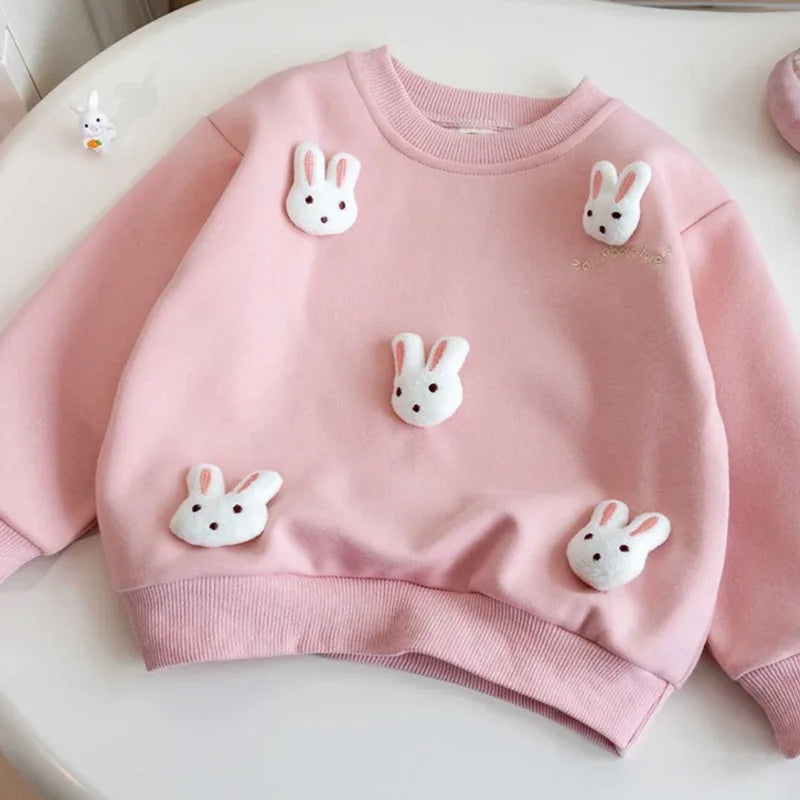 Girl Baby Hoodie Korean Edition Cartoon Girl Top 3D Decoration Rabbit Clothes Girls