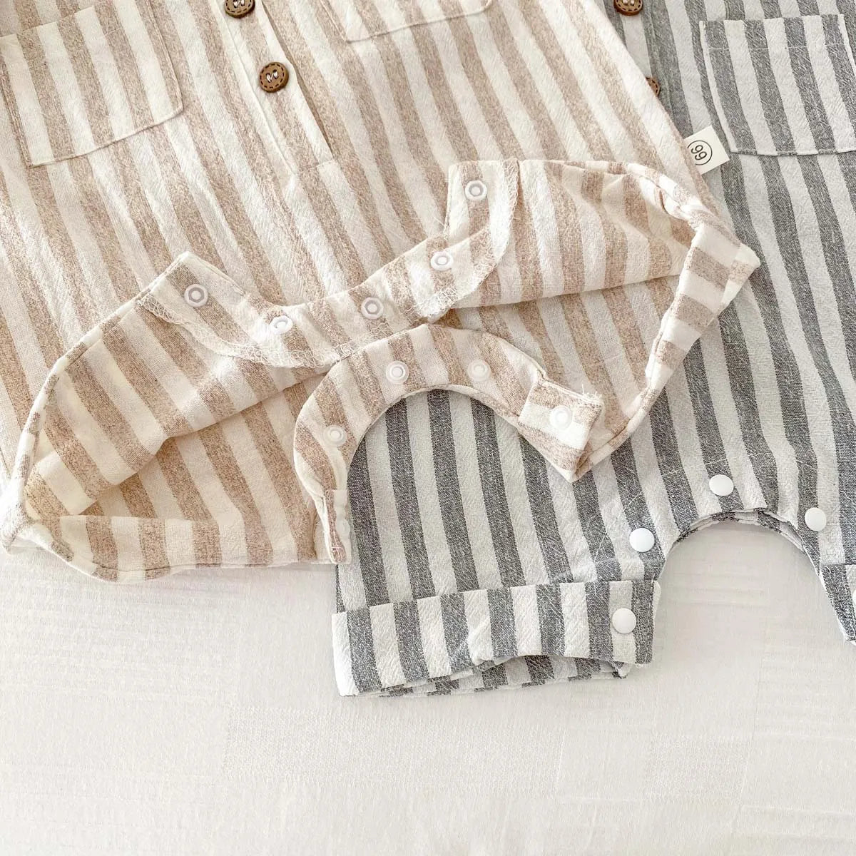 Baby Striped Polo Collar Short Sleeve Romper/Jumpsuit Cotton One-piece