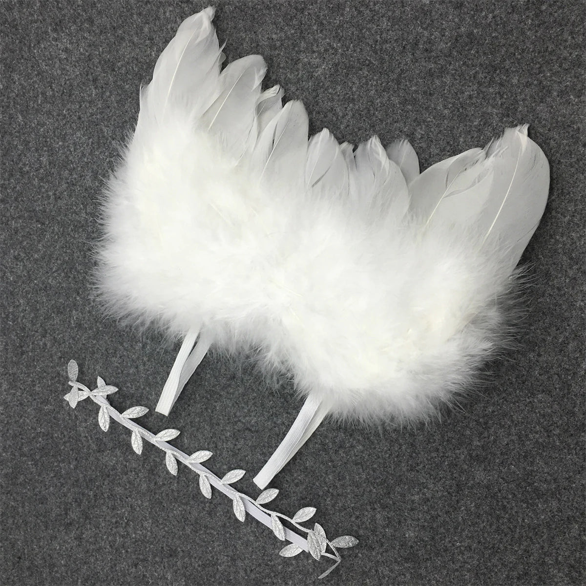 Newborn Angel Wings with Leaves Headband Baby Girl Boy Photoshoot Outfits Infant Photography