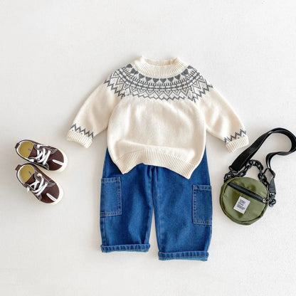 Clothing Kids Outwear Cotton Girl Knitted Long Sleeve Sweater Baby Knitwear