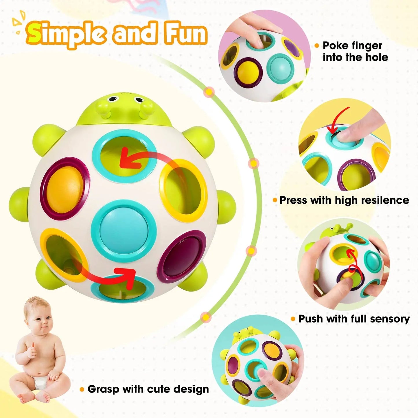 Toddler Educational Puzzle Fidget Toys Boys Girls Brain Teaser Color Matching Finger Pick Hole