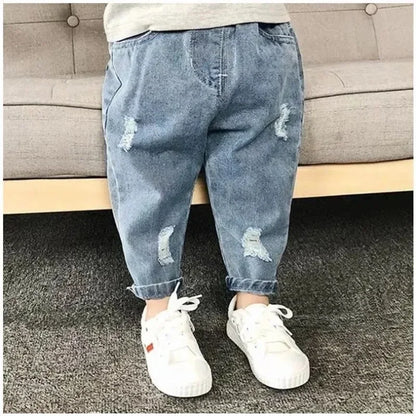 Boys Casual Jeans Children Denim Ripped Jeans