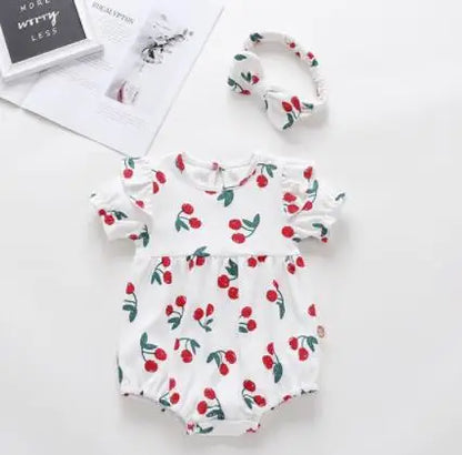 Baby Girls Flower Cotton Jumpsuit One piece Outfit Newborn Baby Romper