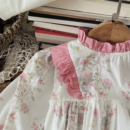 Baby Girl Long Sleeve Floral Bodysuit Cotton Newborn Toddler Lace Jumpsuit