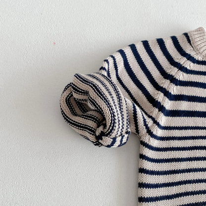 Girl Knitting Striped Long Sleeve Sweaters Cotton Boy Baby Knitted Shirt Tops