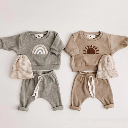 Baby Clothing Sets For Infant Baby Boys/Girls Clothes Set Rainbow Pullover+pants 2pcs