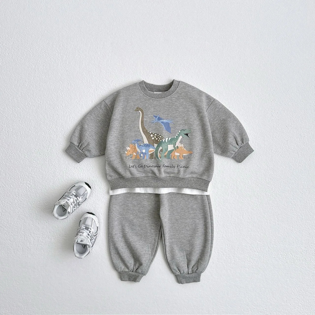 Baby Long Sleeve Clothes Set Infant Boy Cute Dinosaur Print Sweatshirt + Pants