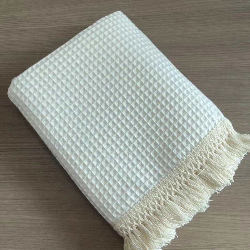 Waffle Baby Blankets Newborn Super Soft Tassel Blankets Quilt Organic Cotton Muslin Blanket Swaddle Wrap