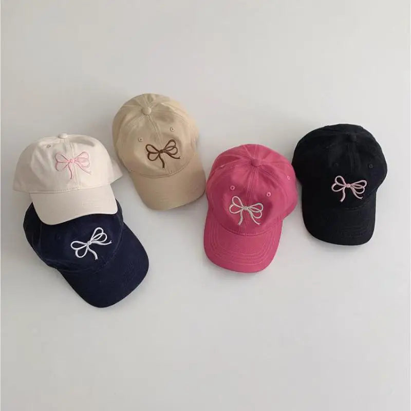 Children Embroidery Bow Peaked Cap Girl Baby Cotton Baseball Hat