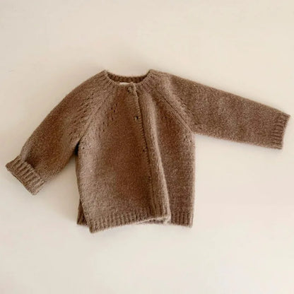 Loose Simple Knitting Cardigan Toddler Boy Comfortable Cotton Long Sleeves Tees