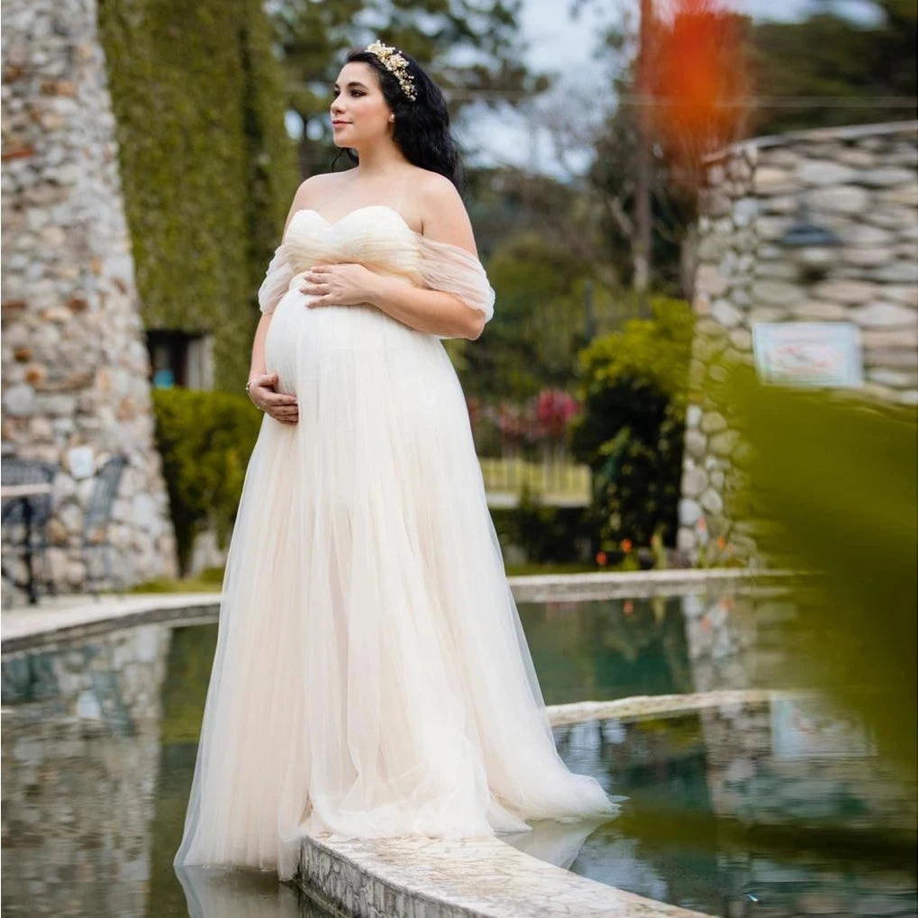 New Off Shoulder Maternity Dress for Photoshoot Lace Pregnant Dress Long Maxi Dress Maternity Gown