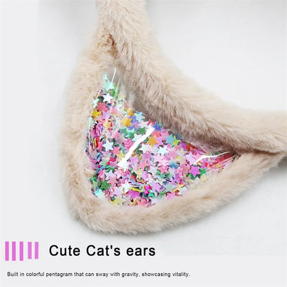 Winter Warm Earmuffs for Kids Girls Cute Cat Ear Muffs Foldable Fluffy Ear Warmers