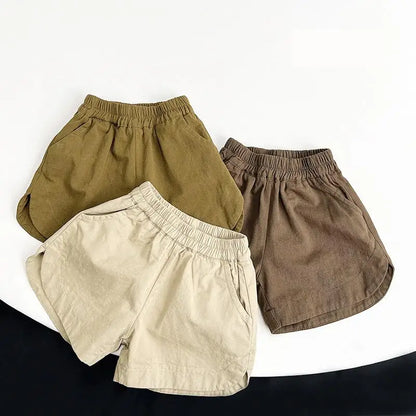 Boy Baby Retro Solid Beach Shorts Children Loose Casual Short Pants