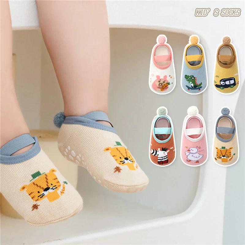 Baby Girls Boys Socks Toddler Lovely Cartoon Animal Print Anti-Skid Cute Floors Socks