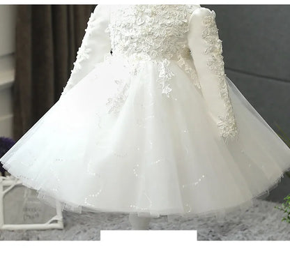 Girl Wedding Dress Long Sleeve Newborn Girls Princess Gowns