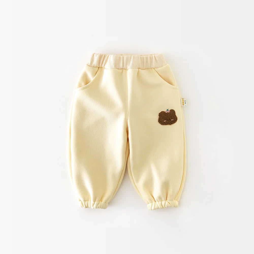 New Baby Fleece Warm Trousers Infant Girls Cute Cartoon Sweat Pants