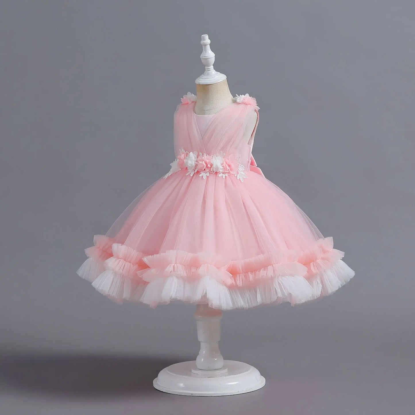 Dress Layered Tulle Kids Girl Ball Gowns Elegant Toddler Clothes For Pageant Ceremony