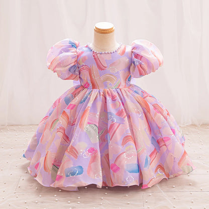 Girls Dress Kids Summer Chiffon Floral Wedding Birthday Party Dresses for First Communion Baby Casual Clothes