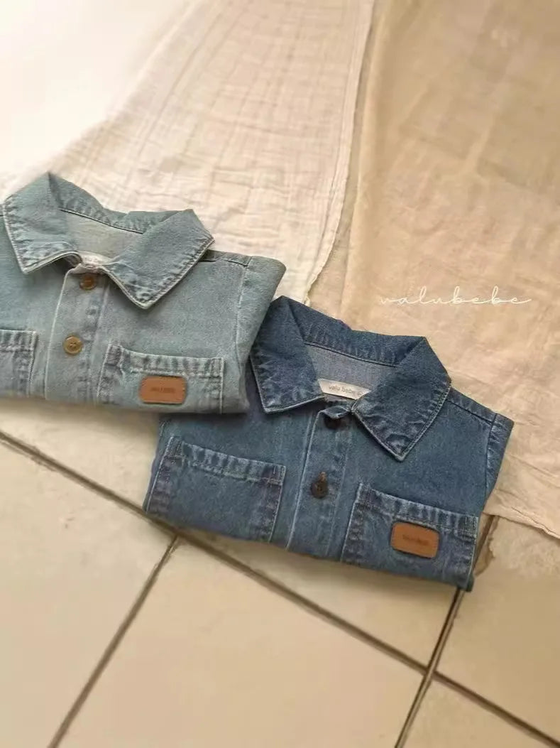 Toddler Baby Girls Boys Long Sleeve Denim Shirt