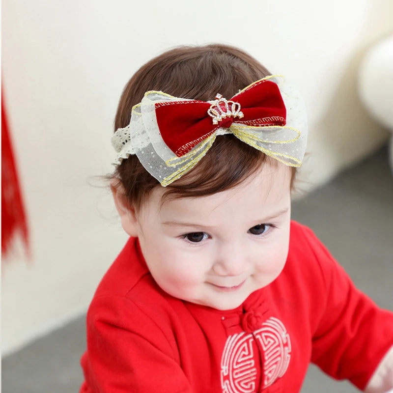 Baby Girl Bow Headbands Cute Rhinestone Crown Headband Hair Accessories